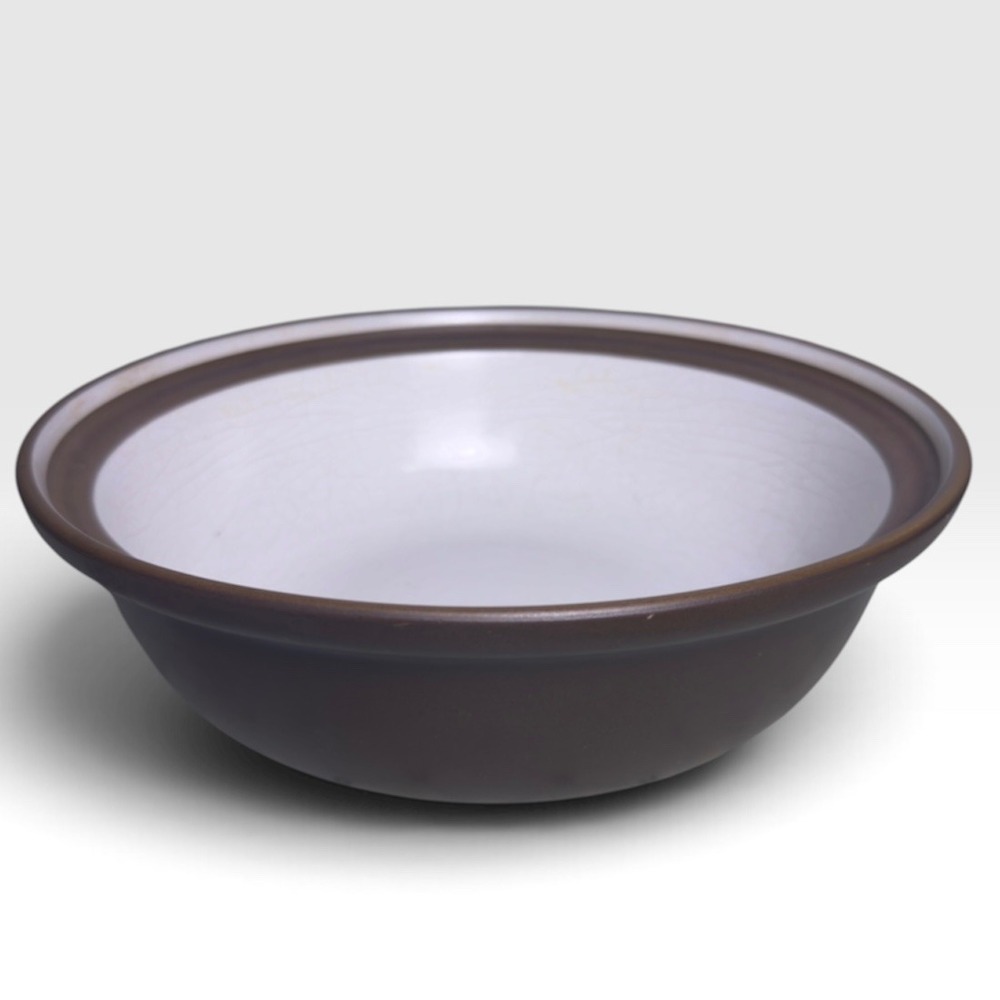 Vintage Heath Ceramics 11" 3 Qt Bowl ~ Covered Casserole Base Brown White No Lid